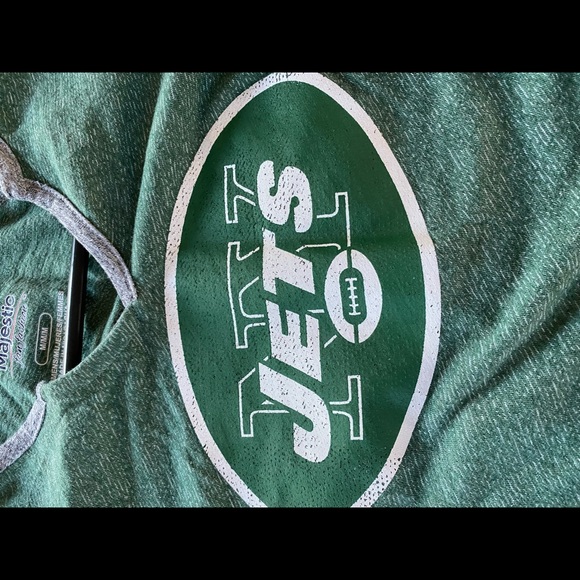 Woman’s Majestic New York JETS distressed jersey.  Sz Medium. EUC. 🏈🏈 - Picture 7 of 11